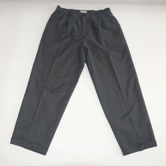 L.L. Bean Women's High Rise Wool Pants Size 20 Gray 32" Inseam Pleated USA Made - Picture 1 of 6